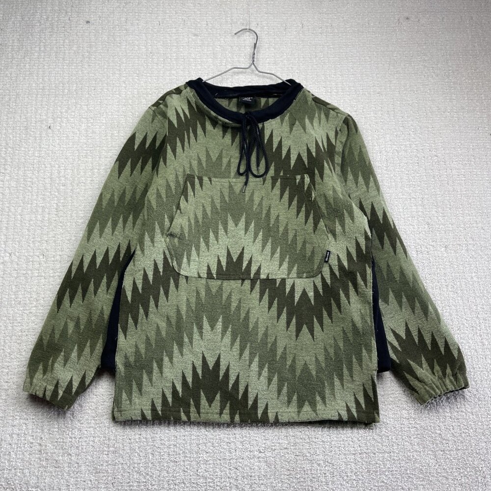 Hooké Mens Sz XS Apalachian Pullover Polar Fleece Green Aztec AOP Fishing Read